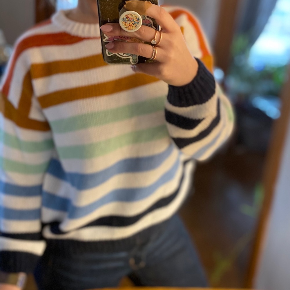 Zesica Rainbow Stripe Knit Pullover Medium Sweater - Picture 14 of 16